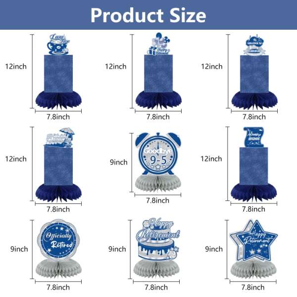 HOMANGA 9PCS Retirement Party Decorations, Blue Silver Retirement Party Centerpieces - Image 2