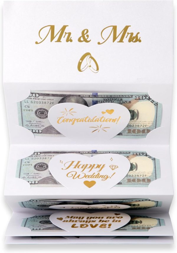 HOMANGA Wedding Money Envelope for Cash Gifts, Wedding Money Holder, Surprise Wedding Gifts for Bride and Groom, Wedding Money Card (Mr. & Mrs.)