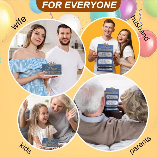 HOMANGA Birthday Money Envelope for Cash Gifts, Surprise Cash Envelope for Men Women Kids, Birthday Gift Card for Men Women Girls Boys, Blue Gold Money Holder - Image 6