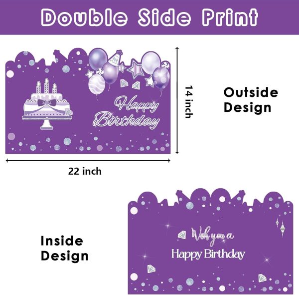 HOMANGA Giant Birthday Card, Jumbo happy Birthday Card for Women Girls Kids, Large Birthday Guest Book with Envelope, Purple Silver Big Birthday Card Party Decorations 14x22 inches - Image 2