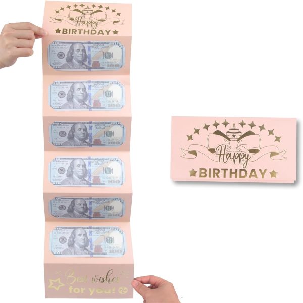 HOMANGA Birthday Money Envelope for Cash Gifts, Surprise Cash Envelope for Wife Women Kids, Birthday Gift Card for Women Girls, Pink Rose Gold Money Holder - Image 5