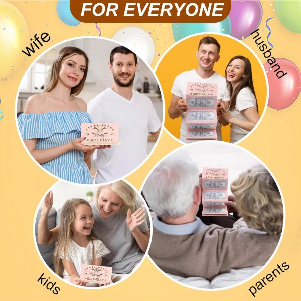 HOMANGA Birthday Money Envelope for Cash Gifts, Surprise Cash Envelope for Wife Women Kids, Birthday Gift Card for Women Girls, Pink Rose Gold Money Holder - Image 6