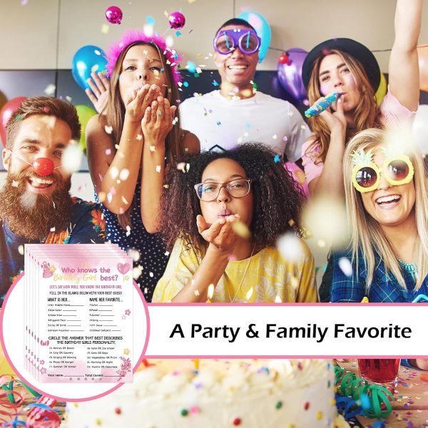 HOMANGA Who Knows The Birthday Girl Best, Birthday Would She Rather, Birthday Game Cards for Girls Her Sleepover Party - 6x8 inch Set of 30 (Pink, Double-Sided) - Image 4