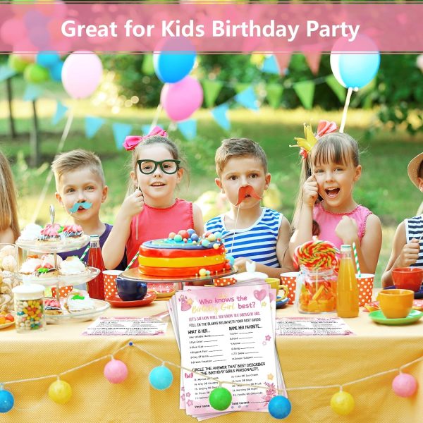 HOMANGA Who Knows The Birthday Girl Best, Birthday Would She Rather, Birthday Game Cards for Girls Her Sleepover Party - 6x8 inch Set of 30 (Pink, Double-Sided) - Image 5