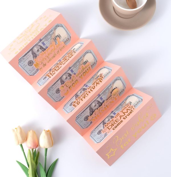 HOMANGA Birthday Money Envelope for Cash Gifts, Surprise Cash Envelope for Wife Women Kids, Birthday Gift Card for Women Girls, Pink Rose Gold Birthday Money Holder - Image 6