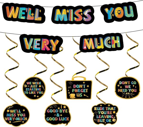 HOMANGA Farewell Party Decorations, Going Away Party Supplies Kit, We’ll Miss You Very Much Decorations, Great for Retirement Job Change Coworker Leaving Party （Black）