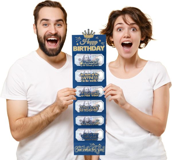 HOMANGA Birthday Money Envelope for Cash Gifts, Surprise Cash Envelope for Men Women Kids, Birthday Gift Card for Men Women Girls Boys, Blue Gold Birthday Money Holder - Image 3