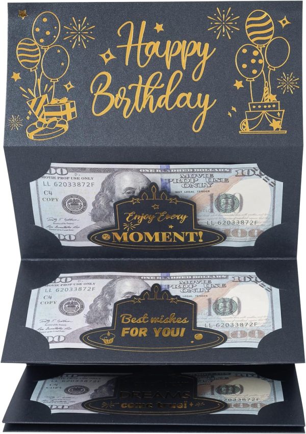 HOMANGA Birthday Money Card for Cash Gifts, Surprise Cash Envelope for Men Women Kids, Birthday Gift Card Money Holder for Men Women Girls Boys