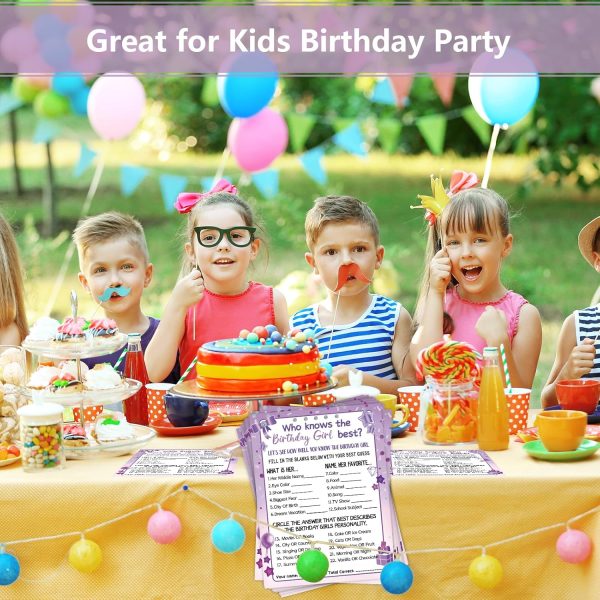 HOMANGA Who Knows The Birthday Girl Best, Birthday Would She Rather, Birthday Game Cards for Girls Her Sleepover Party - 6x8 inch Set of 30 (Purple, Double-sided) - Image 5