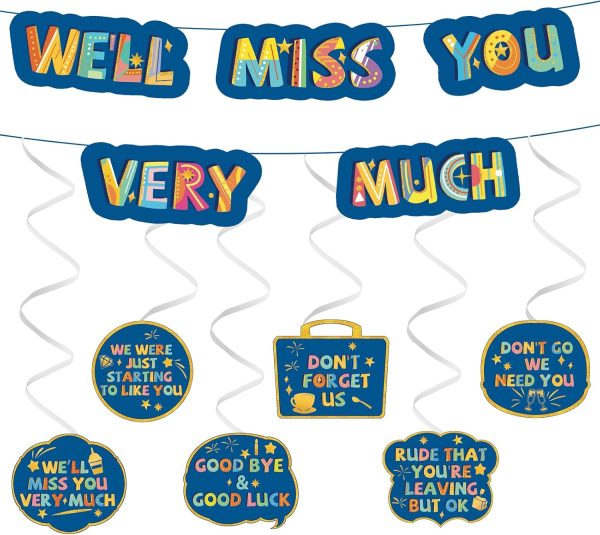 HOMANGA Farewell Party Decorations, Going Away Party Supplies Kit, We’ll Miss You Very Much Decorations, Great for Retirement Job Change Coworker Leaving Party （Blue）