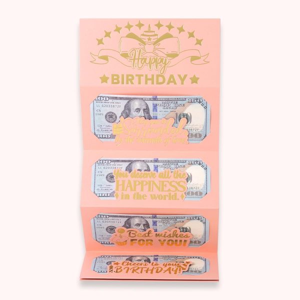 HOMANGA Birthday Money Envelope for Cash Gifts, Surprise Cash Envelope for Wife Women Kids, Birthday Gift Card for Women Girls, Pink Rose Gold Birthday Money Holder