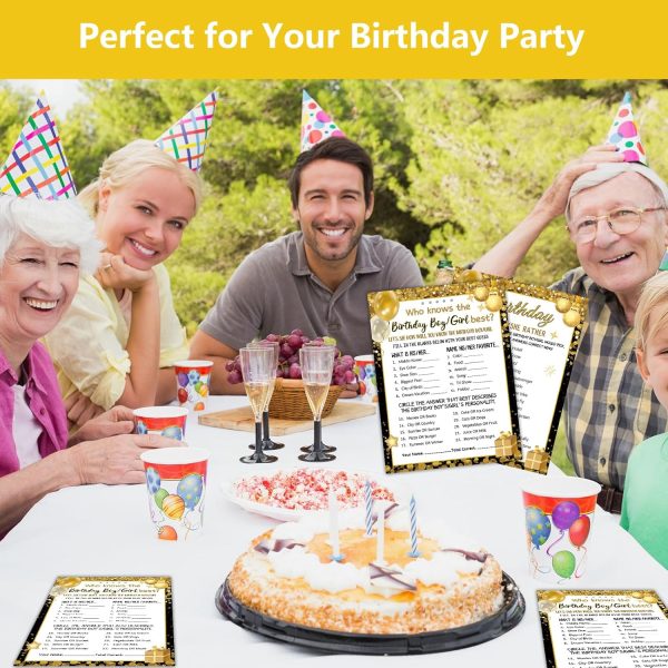 HOMANGA Who Knows The Birthday Boy Girl Best, Birthday Game Cards for Party Activities, Birthday Game Cards for Teens Kids Girls Boys Sleepover Party - Set of 30 (Black Gold, Double-Sided) - Image 5