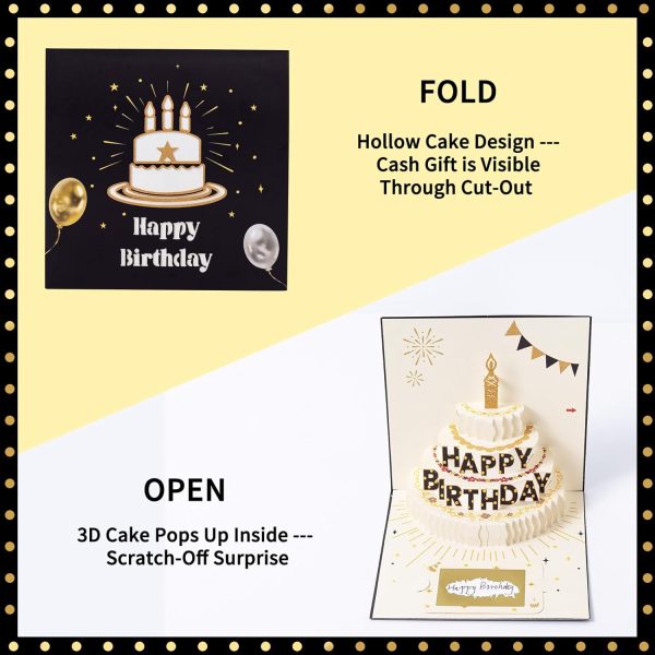 HOMANGA Birthday Money Card, Birthday Money Holder with Scratch-Off Surprise, Birthdays Pop Up Card for Cash Gift, Birthday’s Gift for Women Men Mom Wife Husband Boys Girls - Image 3